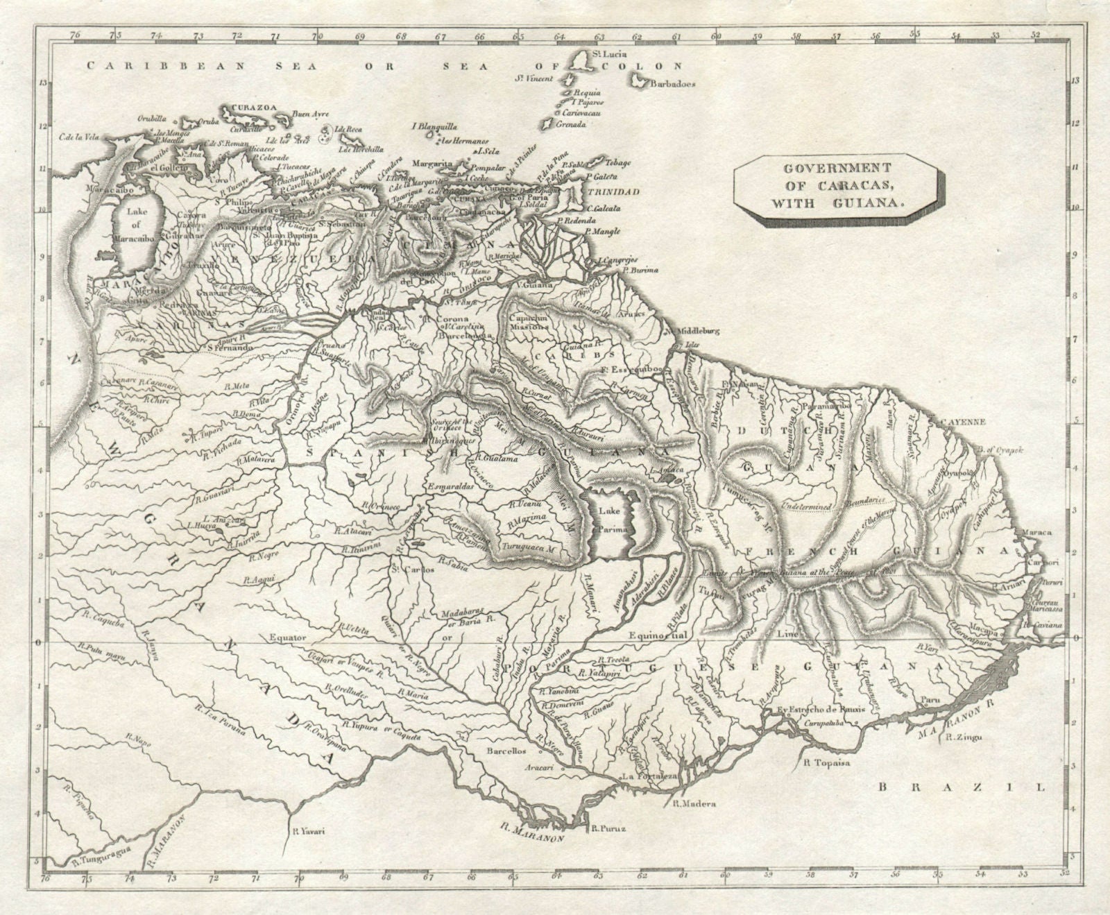 Government of Caracas with Guiana by Arrowsmith & Lewis. Venezuela 1812 map